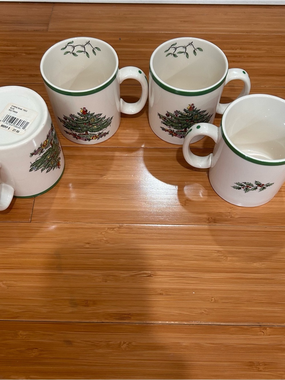 Spode Christmas Tree Mugs NWT 4 Count Set